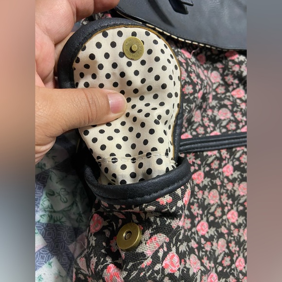 MADDEN GIRL Floral Black Leather Panel Backpack main image 9